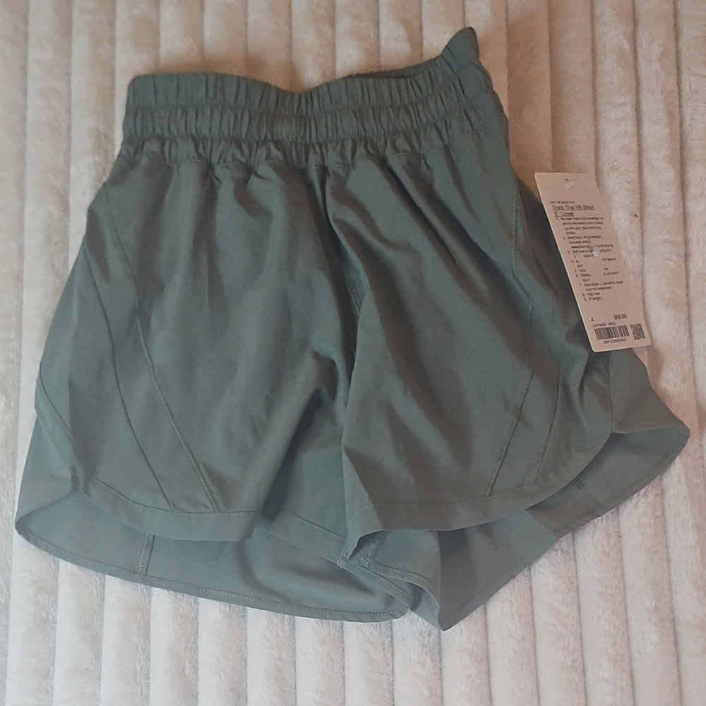 NWT Lululemon Track That 5" Lined Green Shorts